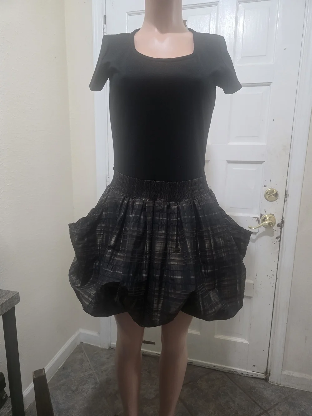 Michael Kors Black Plaid Bubble Dress